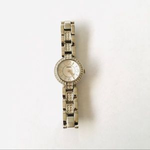 $139 Fossil Silver Tone Strap Rhinestone Bracelet Women‘s Watch